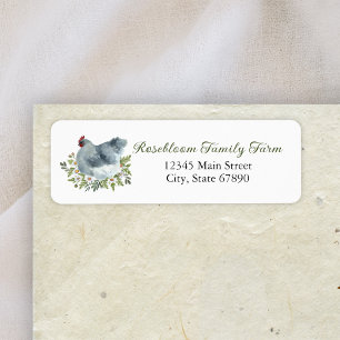 Watercolor Floral Chicken Hen Egg Farm Address Label