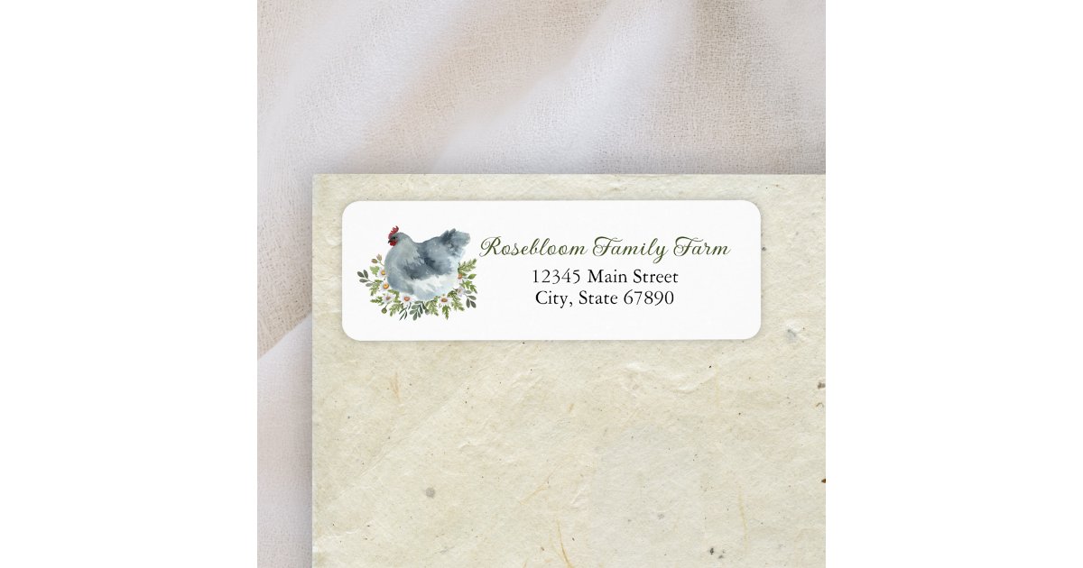 Watercolor Floral Chicken Hen Egg Farm Address Label | Zazzle