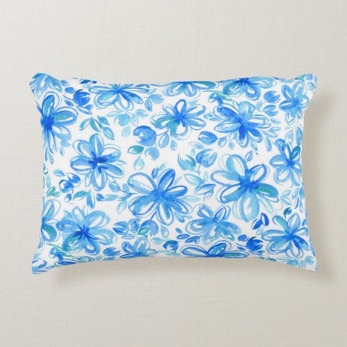 Watercolor Floral Chintz Cute Pattern Accent Pillow