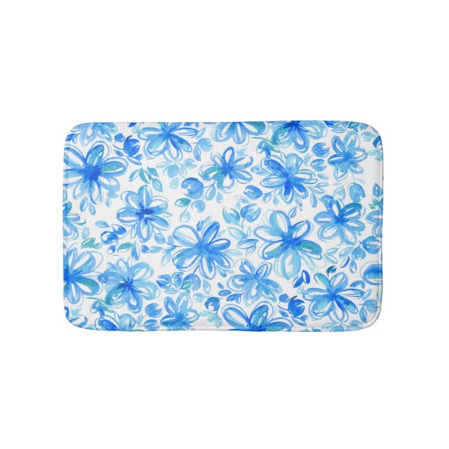 Watercolor Floral Chintz Cute Pattern Bath Mat (Front)