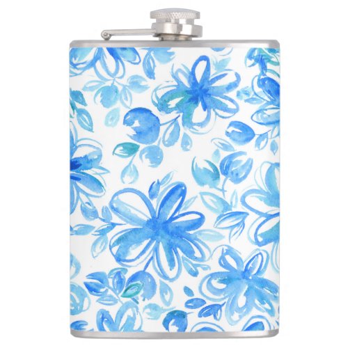 Watercolor Floral Chintz Cute Pattern Flask