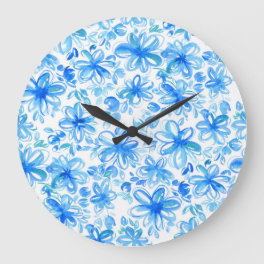 Watercolor Floral Chintz Cute Pattern Large Clock