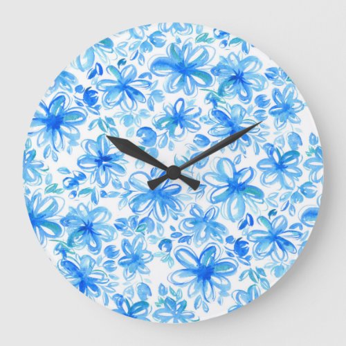 Watercolor Floral Chintz Cute Pattern Large Clock