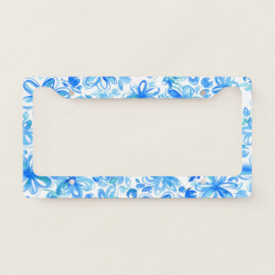Watercolor Floral Chintz Cute Pattern License Plate Frame