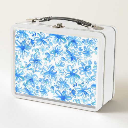 Watercolor Floral Chintz Cute Pattern Metal Lunch Box