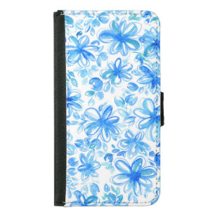 Watercolor Floral Chintz Cute Pattern Samsung Galaxy S5 Wallet Case