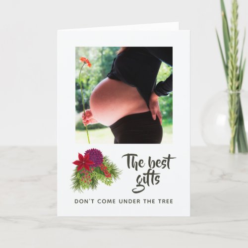 Watercolor Floral Christmas Baby Expecting Announcement