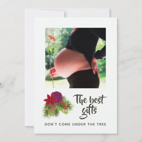 Watercolor Floral Christmas Baby Expecting Announcement