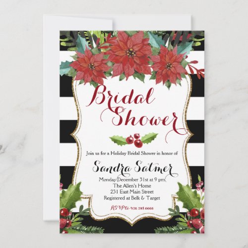 Watercolor Floral Christmas Bridal Shower Card