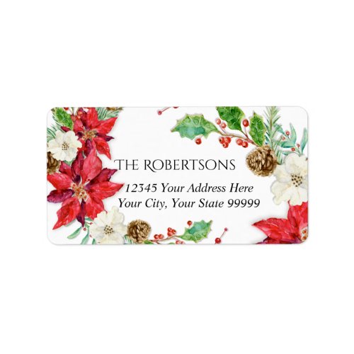 Watercolor Floral Christmas Floral n Foliage Label