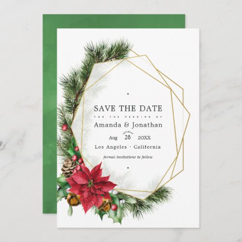 Watercolor Floral Christmas Geometric Wedding Save The Date