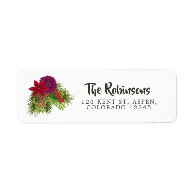Watercolor Floral Christmas Label (Front)