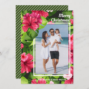 Watercolor Floral Christmas Photo Holiday Card