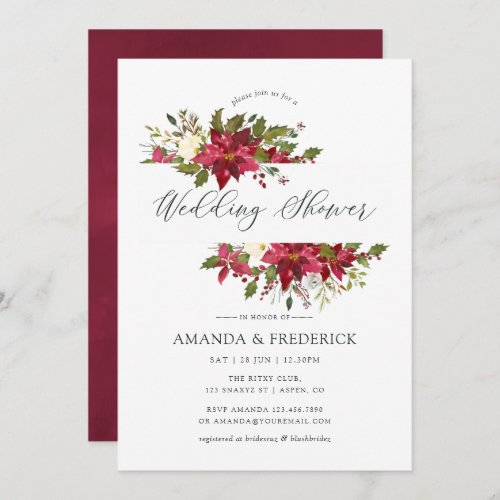 Watercolor Floral Christmas Wedding Shower Invitation