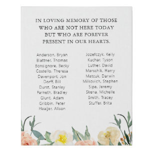 Watercolor Floral Class Reunion Classmate Memorial Faux Canvas Print