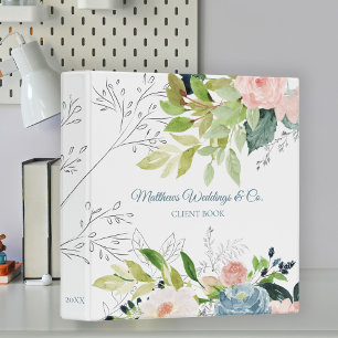 Watercolor floral classy elegant wedding planner 3 ring binder