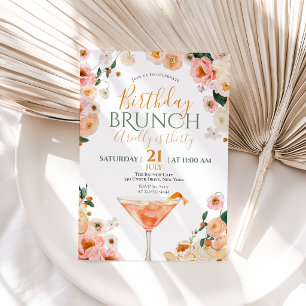 Watercolor Floral Cocktail 30th Birthday Brunch Invitation