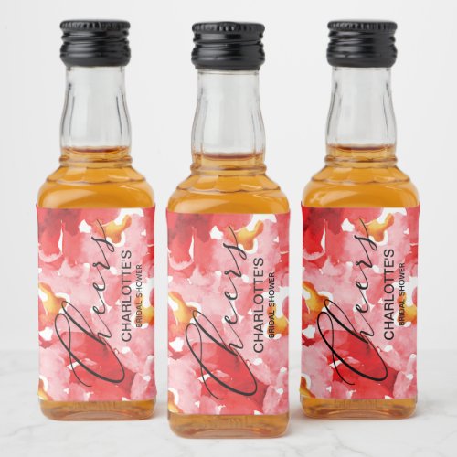 Watercolor Floral Collage Bridal Shower Mini Liquor Bottle Label