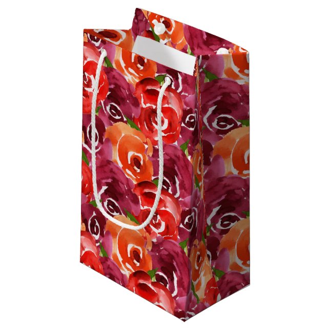 Watercolor Floral Collage Small Gift Bag (Front Angled)