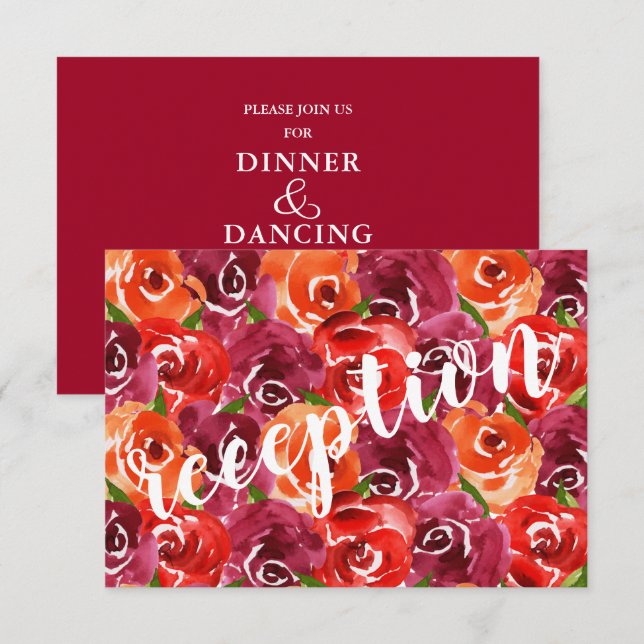 Watercolor Floral Collage Wedding Enclosure Card (Front/Back)