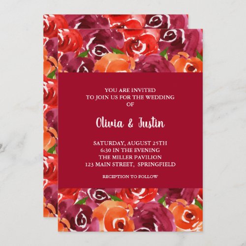 Watercolor Floral Collage Wedding Invitation
