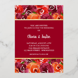 Watercolor Floral Collage Wedding Invitations