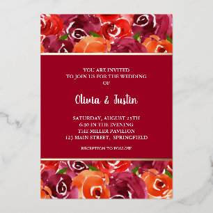 Watercolor Floral Collage Wedding Invitations