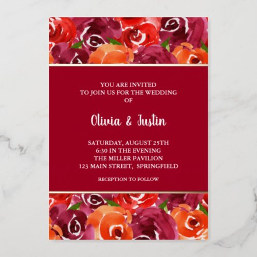 Watercolor Floral Collage Wedding Invitations