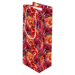 Watercolor Floral Collage Wine Gift Bag