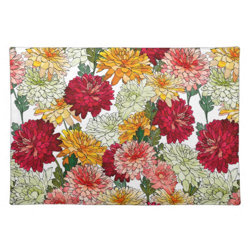 Watercolor Floral Colorful Modern Botanical Cloth Placemat