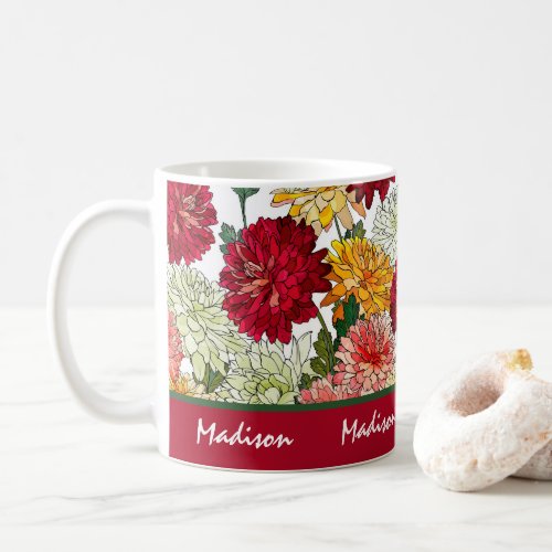 Watercolor Floral Colorful Modern Botanical Name Coffee Mug