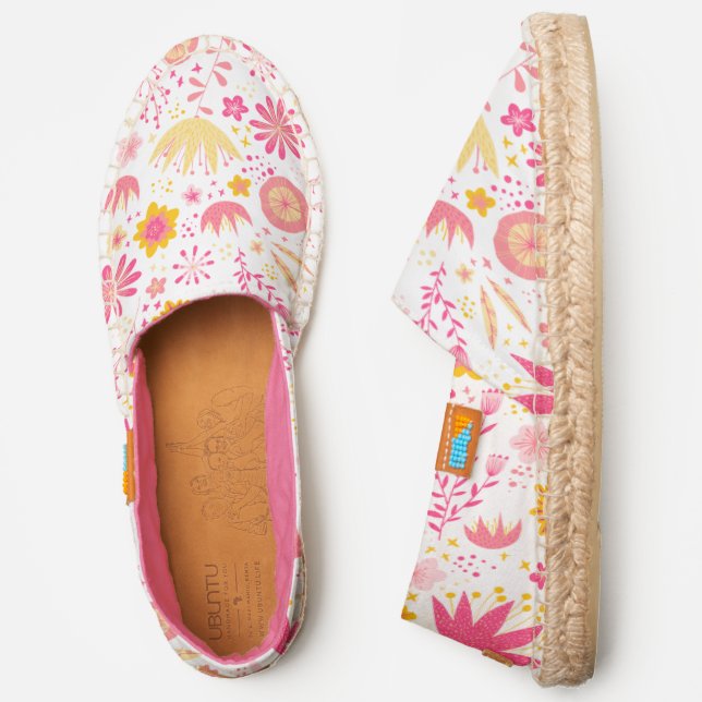 Watercolor Floral Colorful Pattern Espadrilles (Side)