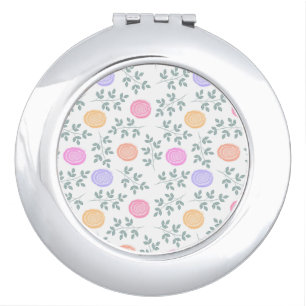 Watercolor floral compact mirror