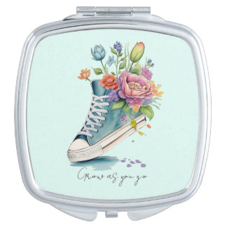 Watercolor floral compact mirror for backpackers