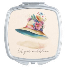 Watercolor floral compact mirror for travelers