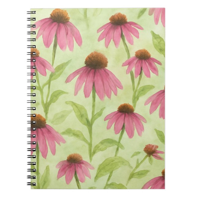 Watercolor Floral Coneflower Notebook (Front)