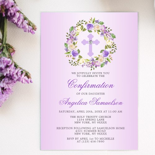 Watercolor Floral CONFIRMATION Purple Lavender