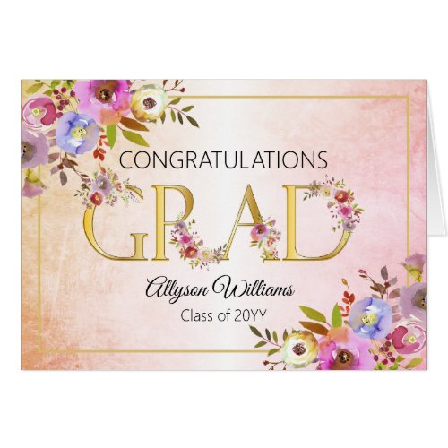 Watercolor Floral Congratulations Graduate