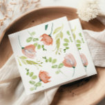 Watercolor Floral Coral Green Bridal Shower Napkins<br><div class="desc">Watercolor Floral Coral Green Bridal Shower Napkins</div>