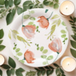 Watercolor Floral Coral Green Bridal Shower Paper Plates<br><div class="desc">Watercolor Floral Coral Green Bridal Shower Paper Plates</div>