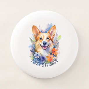 Watercolor Floral Corgi Illustration Wham-O Frisbee