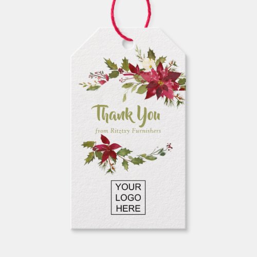 Watercolor Floral Corporate Christmas Gift Tags