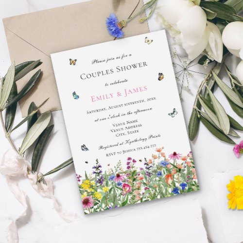 Watercolor Floral Couples Shower Invitation
