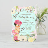 Watercolor Floral Cowgirl Baby Shower Invitation (Standing Front)