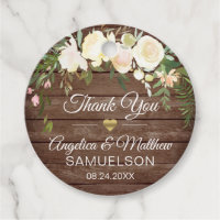 Watercolor Floral Cream Rustic Wedding Thank You Favor Tags