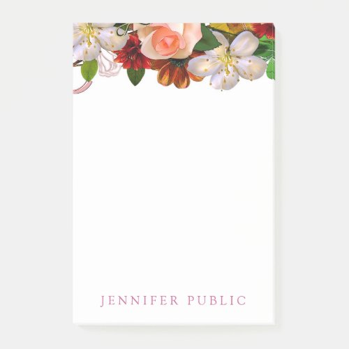 Watercolor Floral Creative Template Trendy Flowers Post_it Notes