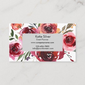 Watercolor Floral Custom Business Card by theburlapfrog at Zazzle