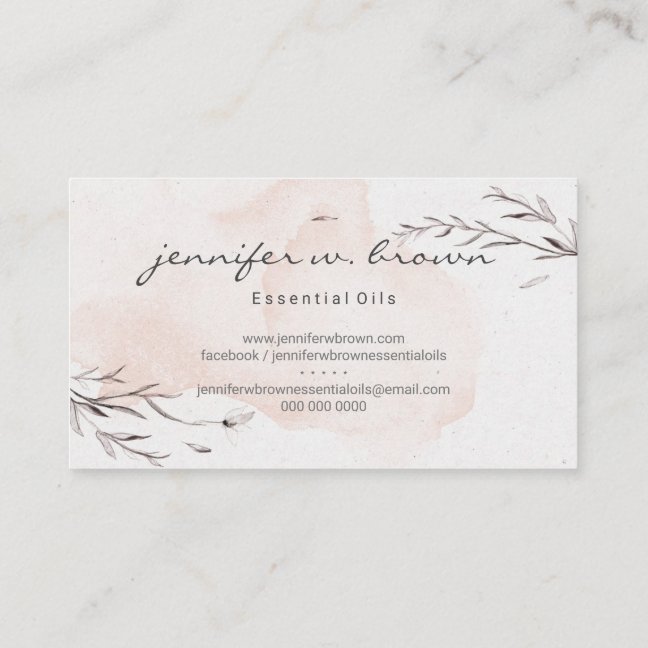 Watercolor Floral Custom Essential Oils Business Card