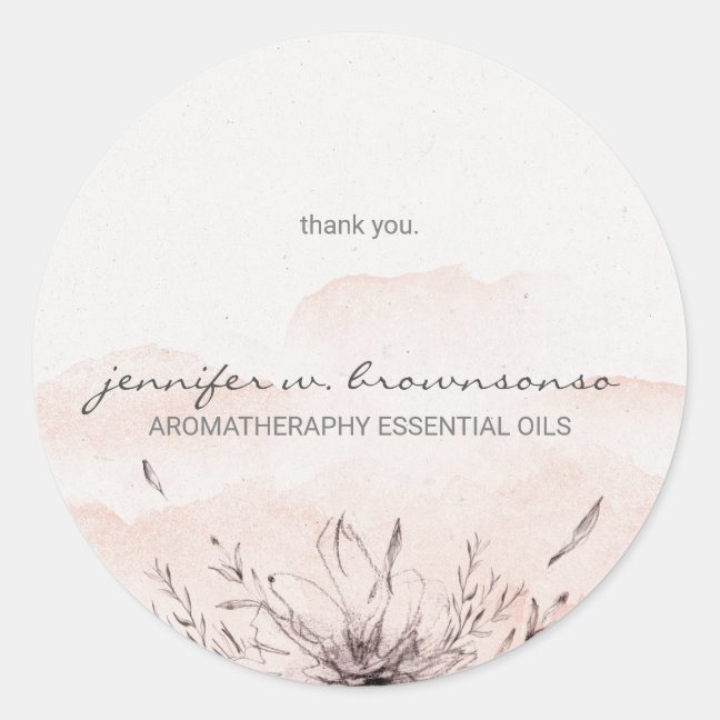 Watercolor Floral Custom Essential Oils Simple Classic Round Sticker