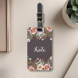 Watercolor Floral Custom Monogram Luggage Tag<br><div class="desc">Custom-designed monogram luggage tag featuring personalized monogram on a luscious watercolor floral bouquet design on the front,  editable contact information on the back.</div>